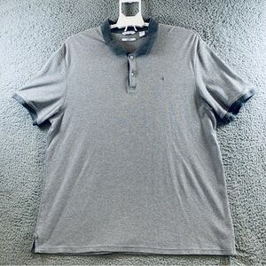 Calvin Klein Men's Liquid Touch Polo Shirt Short Sleeve Pinstripe Gray White XXL